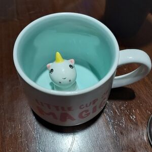 3D Mug Unicorn Inside Cup, Cute Handmade Animal Figurine Ceramics
